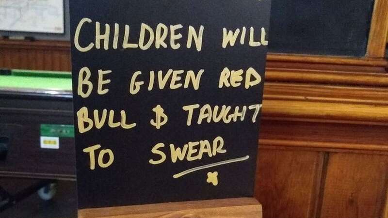 The cheeky sign was spotted inside the Heys Inn, Oswaldtwistle (Image: Daniel McLaughlin)