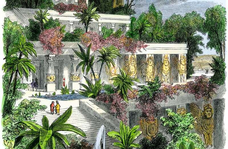 What were the hanging gardens of Babylon and who built them?