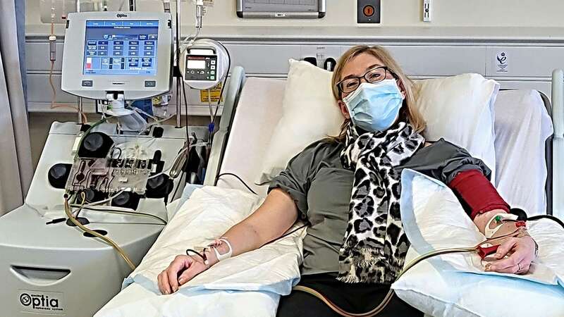 Tracey Reilly having plasma treatment for Stiff Person Syndrome (Image: Collect)