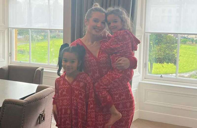 Newly single Helen Flanagan poses in matching pajamas with kids