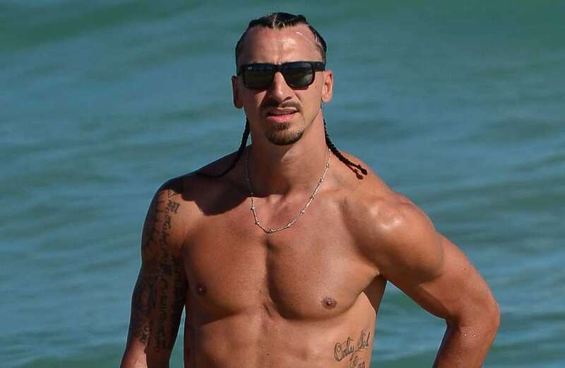 Ibrahimovic shows off braided haircut as he looks in peak condition on beach