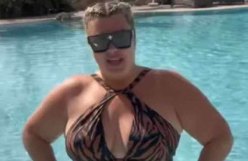 Gemma Collins looks amazing as she poses in a plunging leopard print swimsuit