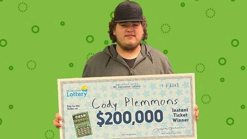 Cody Plemmons won the mega jackpot on his third ever scratch card purchase (Image: Jam Press/North Carolina Education Lottery)