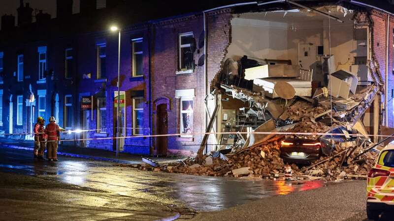 Car smashes into house that collapses on roof - but driver somehow walks away