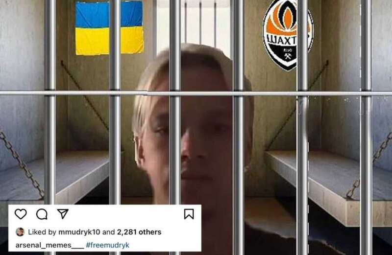 Arsenal transfer target Mudryk 'likes' mocked up photo of himself behind bars