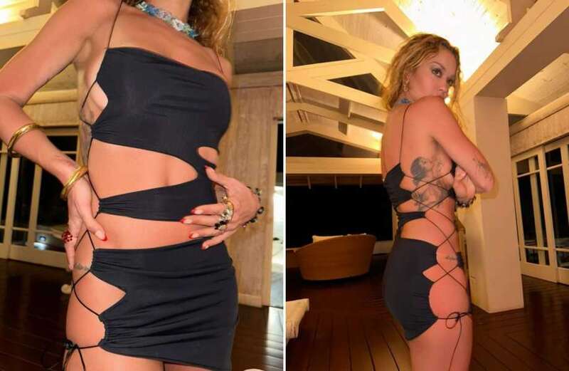 Rita Ora ditches her knickers in very daring little black dress