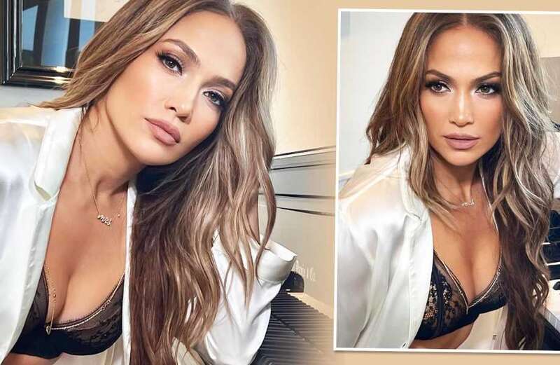 Jennifer Lopez, 53, wows as she poses in black lingerie at a piano