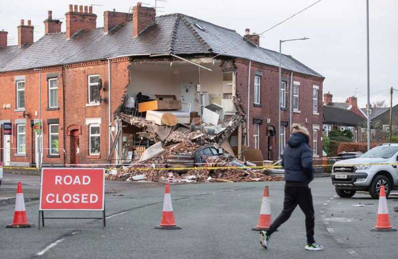 Shocking pics show building COLLAPSED on car after BMW horror crash