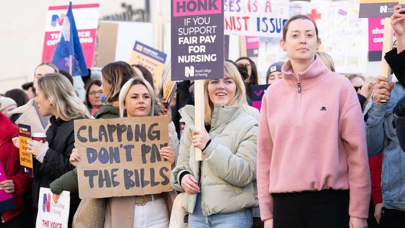 Nurses on the picket line in London in December - action on January 18-19 is set to be even bigger (Image: PA)