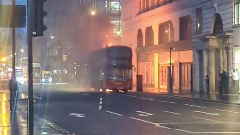 Double decker bus catches fire in middle of London as passengers flee