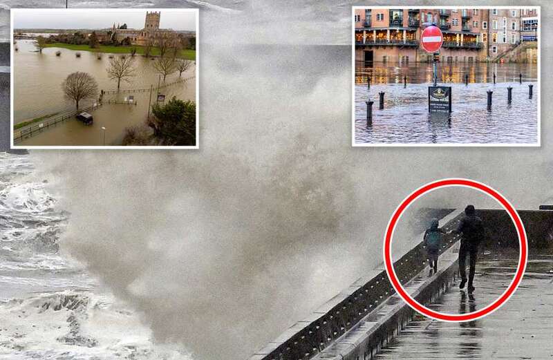 Kid comes within inches of huge wave as UK battered by rain and floods