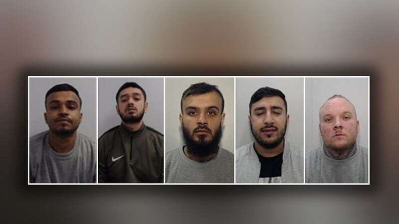 Sadek Shek, Imran Hossain, Jawwad Iqbal-Wahid, Muteeb Tahir and Michael Gill were sentenced to a combined 31 years in prison (Image: GMP)