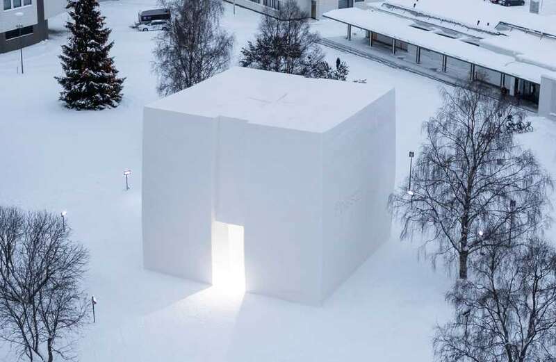 Inside the 40ft igloo being used as a car showroom