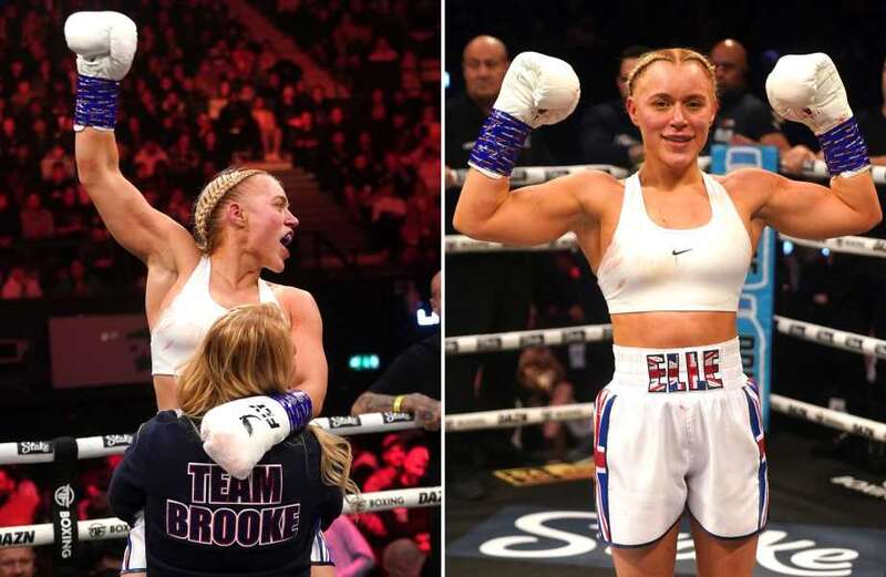 Elle Brooke celebrates with Ebanie Bridges after brutal Faith Ordway KO