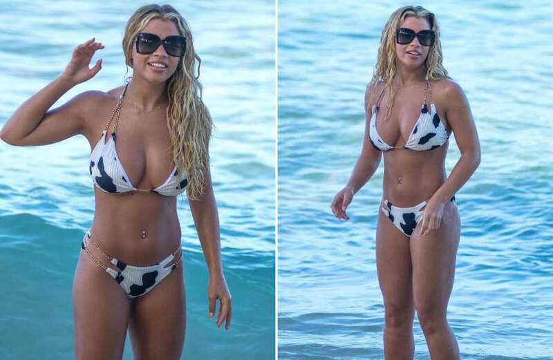 Strictly's Molly Rainford shows off her curves in cow-print bikini in Barbados