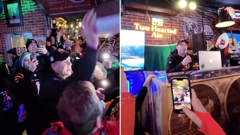 Zac Taylor sent a local bar wild on Sunday night in Cincinnati (Image: Twitter)