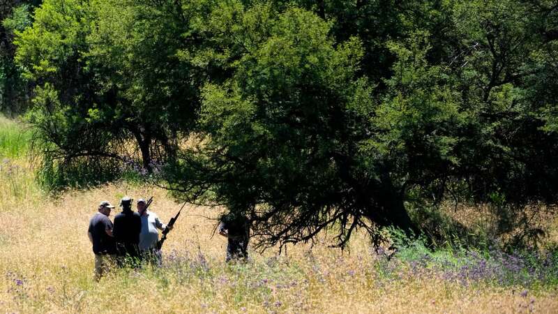 A local community police group searching for the tiger (Image: Themba Hadebe/AP/REX/Shutterstock)