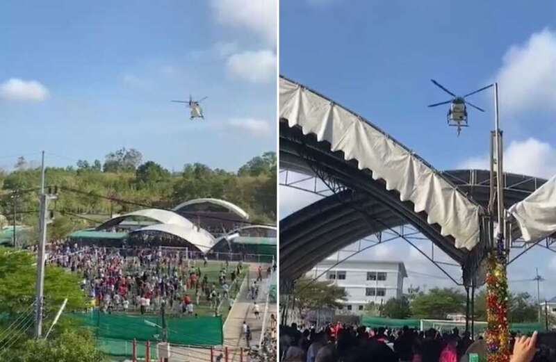 Moment 8 are crushed after chopper pilot sparks roof collapse throwing sweets