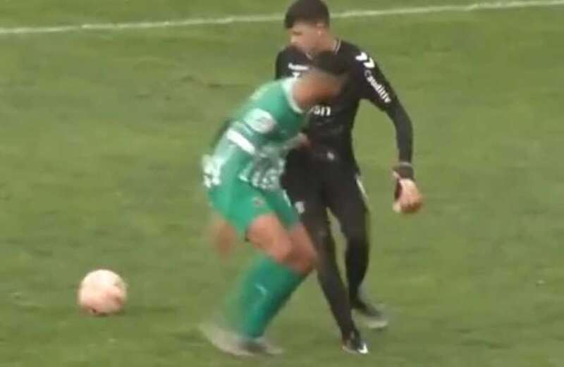 Watch keeper take on opponent TWICE in penalty area and pull off filthy nutmeg