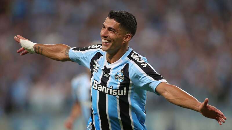 Luis Suarez marked his Gremio debut with a hat-trick (Image: Silvio Avila/AFP)