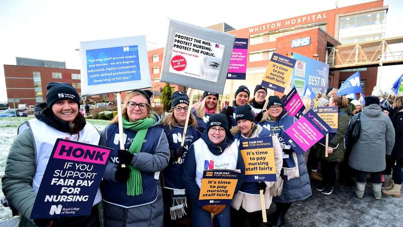 Nurses seen striking at Whiston Hospital (Image: Colin Lane/Liverpool Echo)