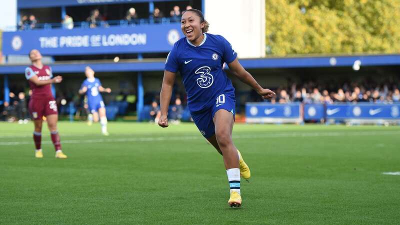 Lauren James celebrates after scoring Chelsea