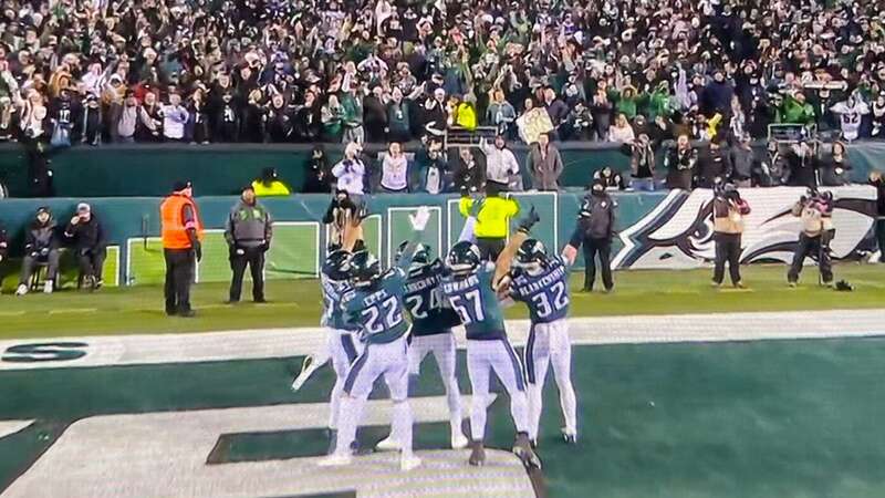 James Bradberry celebrated as he picked off his former quarterback (Image: @JClarkNBCS / TWITTER)