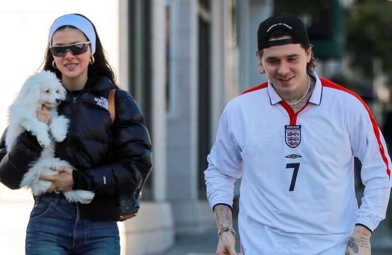 Brooklyn Beckham spotted wearing dad David's England No7 footie shirt