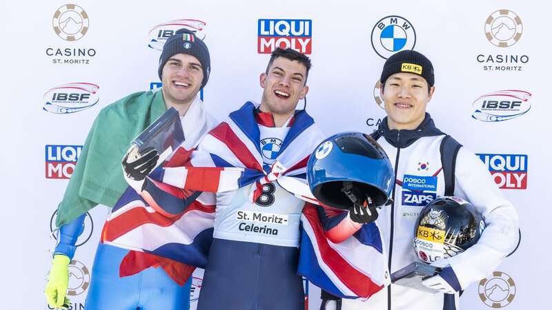 Weston sandwiched between runner-up Amedeo Bagnis (Italy) and bronze medallist Seunggi Jung (S Korea) (Image: MAYK WENDT/EPA-EFE/REX/Shutterstock)