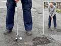 Man so fed-up with 121 potholes on road decides to make golf course out of them eiqrtikziqtrprw