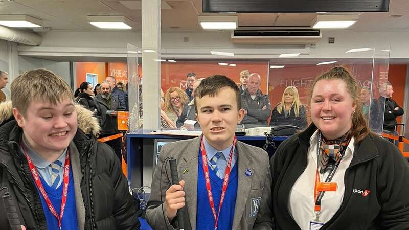 Joshua Clark and his fellow pupils visited Liverpool John Lennon Airport (Image: twitter.com/MrCMcSorley)