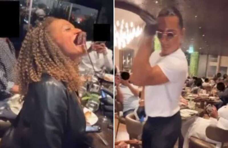 Moment Salt Bae feeds fugitive billionaire ‘fraudster’ on the run in Dubai