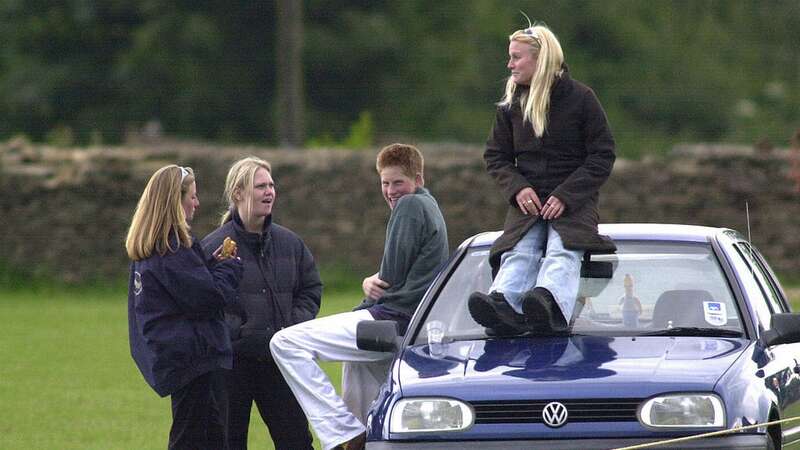 Prince Harry with his friends, including Sasha Walpole on his left, at the Beaufort Polo Club in Tetbury, Gloucestershire (Image: UK Press via Getty Images)