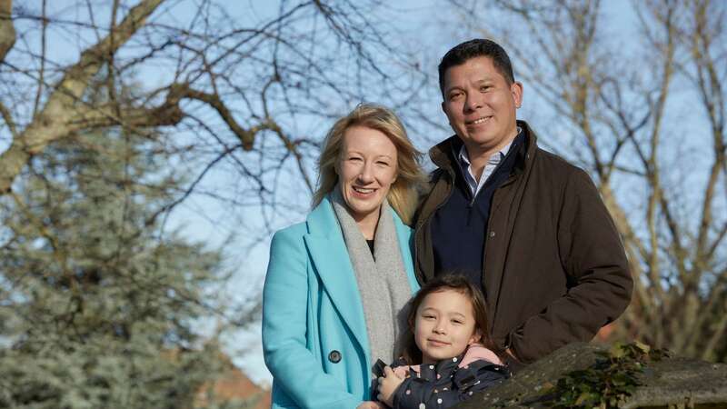 Epsom College head Emma Pattison, 45, her husband George, 39, and their daughter Lettie, seven (Image: PA)