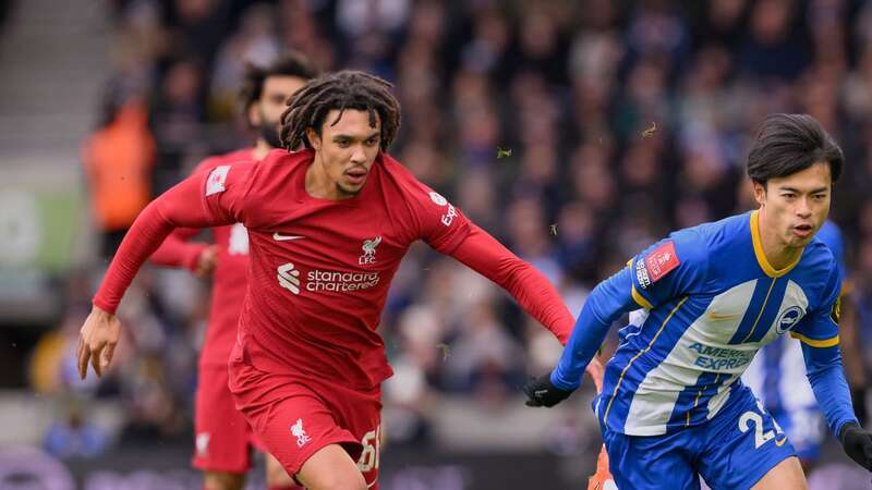 Kaoru Mitoma has plenty of joy against Trent Alexander-Arnold in recent fixtures between Brighton and Liverpool (Image: CameraSport via Getty Images)