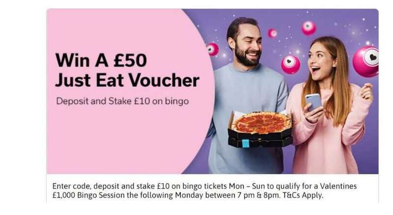 Win a £50 Just Eat Voucher by playing in Fabulous Bingo’s Valentine’s session