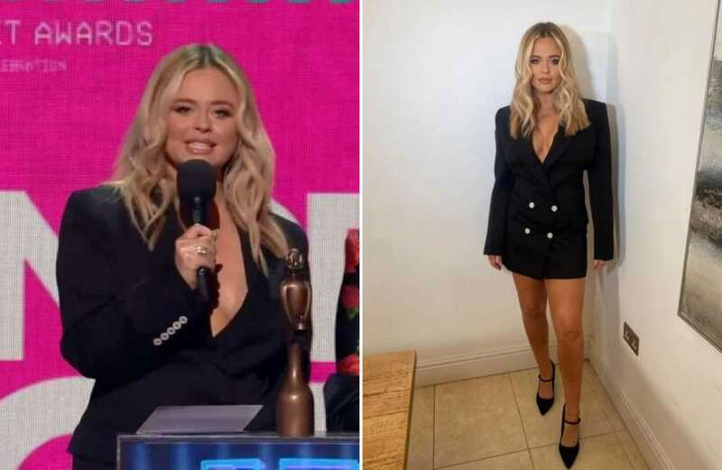 Brit Awards 2023: Emily Atack nearly suffers nip slip as she presents award in low cut blazer dress