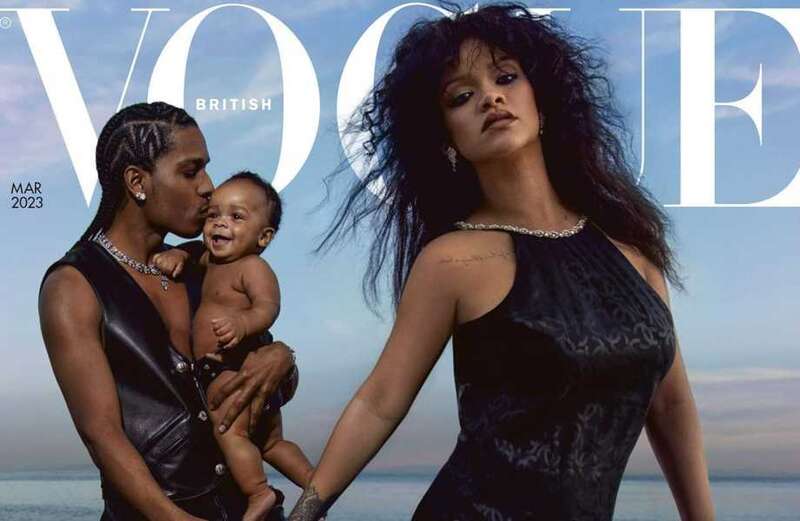 Pregnant Rihanna shows off bump and baby boy's face in new Vogue photoshoot