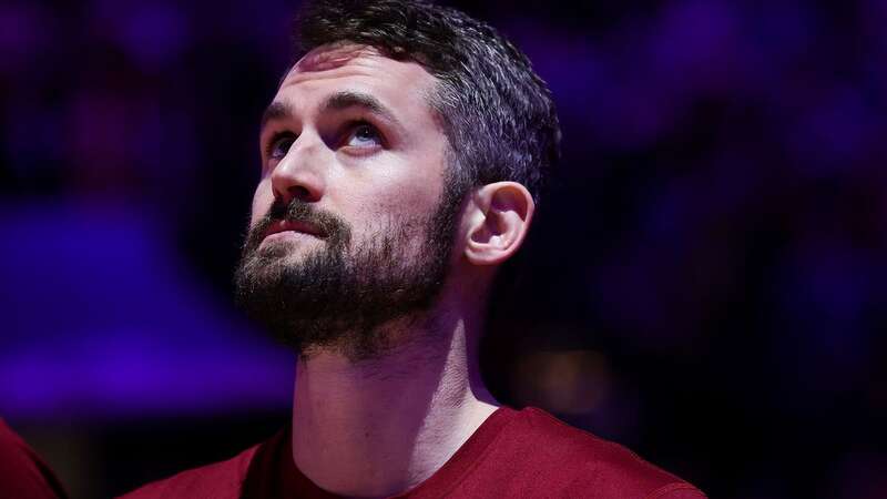 LeBron James and Kevin Love celebrating their 2016 championship team