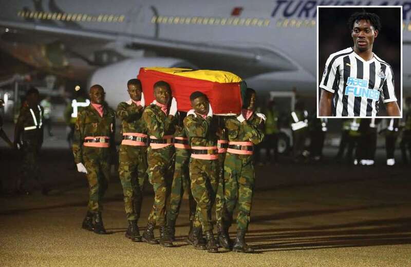 Ex-Prem star Christian Atsu's coffin arrives back in Ghana after quake tragedy