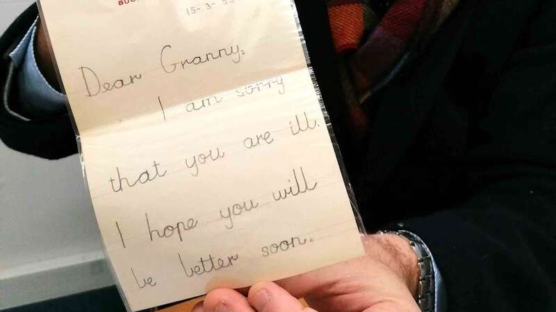 Charles Hason with the childhood letter from King Charles to his poorly Granny (Image: Mark Laban / Hansons / SWNS)