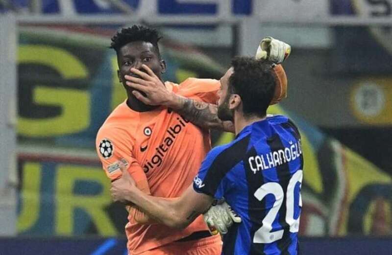 Inter Milan team-mates Onana and Dzeko have  on-field bust-up in Porto clash