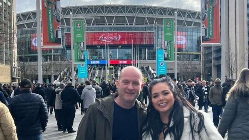 Pregnant Scarlett Moffatt enjoys day out at Wembley in football trip with dad