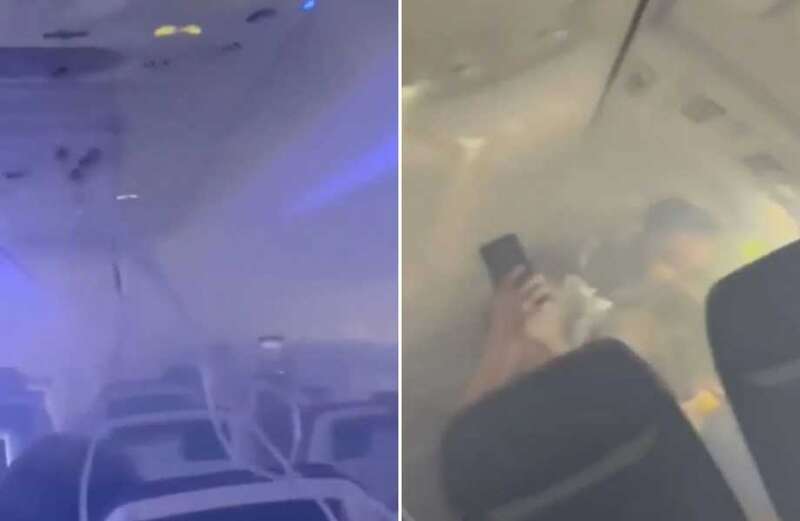 Packed Boeing 737's engine 'catches FIRE' in mid-air filling cabin full of smoke