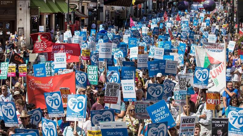 At the end of their tether, workers on March in 2018 (Image: Peter Macdiarmid/REX/Shutterstock)