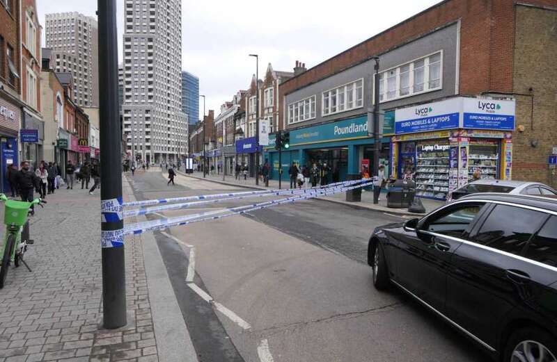 Two people in hospital and four arrested after car mounts pavement