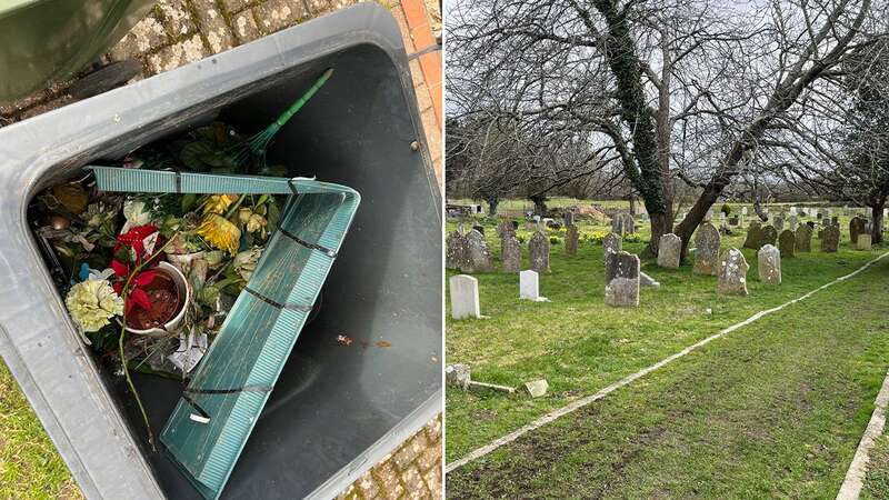 The graveyard is next to 12th-century St Mary the Virgin church in Brading, on the Isle of Wight (Image: IOW County Press/Solent News)