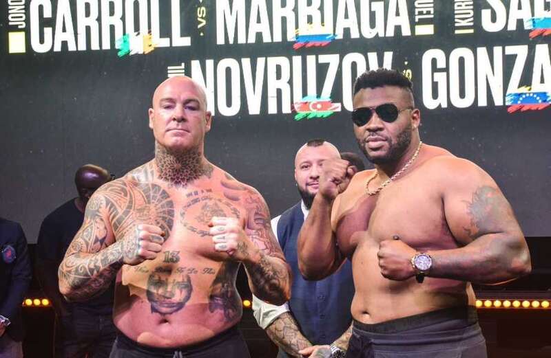 Disgraced Jarrell Miller and Lucas Browne weigh combined 43 STONE for fight