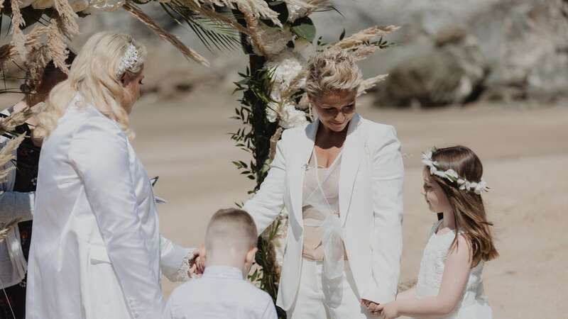 Jennie Guay, with her wife Sam, her step-son Harrison, 6, and step-daughter Frankie (Image: KIRSTIN PRISK PHOTOGRAPHY LTD)