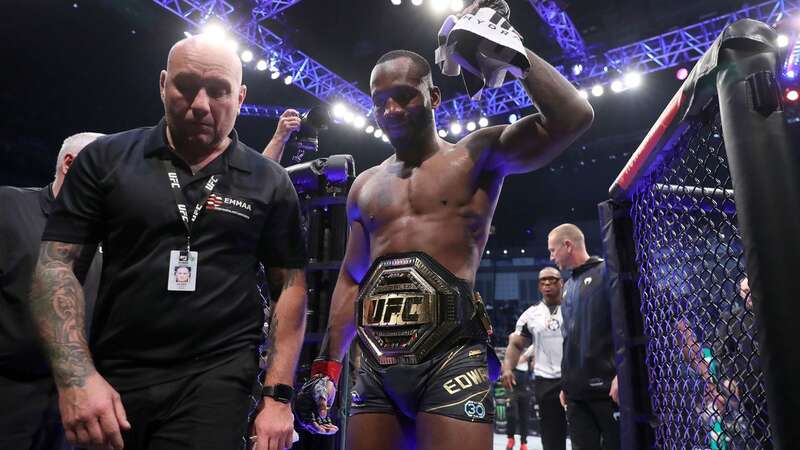 LONDON, ENGLAND - MARCH 18: Leon Edwards of Jamaica reacts after defeating Kamaru Usman of Nigeria in the UFC welterweight championship fight during the UFC 286 event at The O2 Arena on March 18, 2023 in London, England. (Photo by Jeff Bottari/Zuffa LLC via Getty Images) (Image: Jeff Bottari/Zuffa LLC via Getty Images)